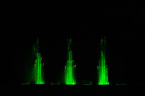 Atlantid - Ecological shows - Photo of fountain with water jets in green color